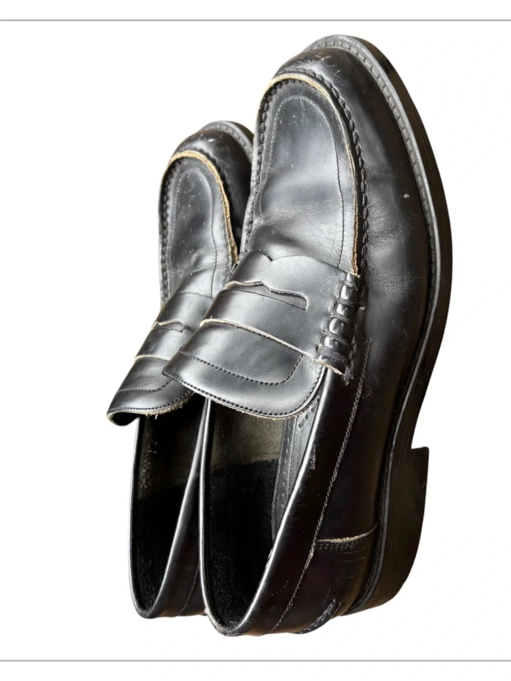 G.H. Bass Nobel Black Leather Penny Loafers Slip-On Dress Shoes 9.5M Preppy